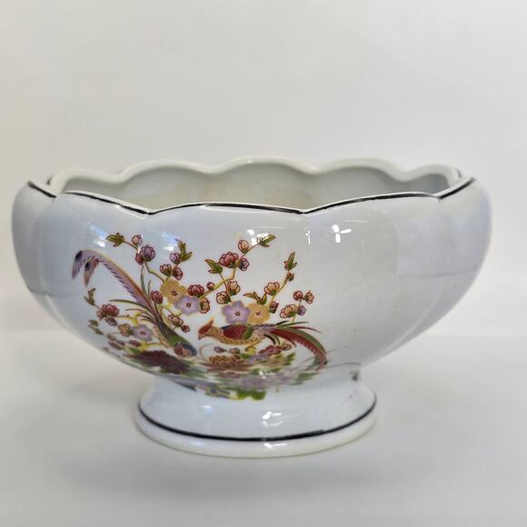 Retro Scalloped Rim Ceramic Floral Bowl AAA Imports/Decoware Apopka Florida 8″ - Picture 3 of 9